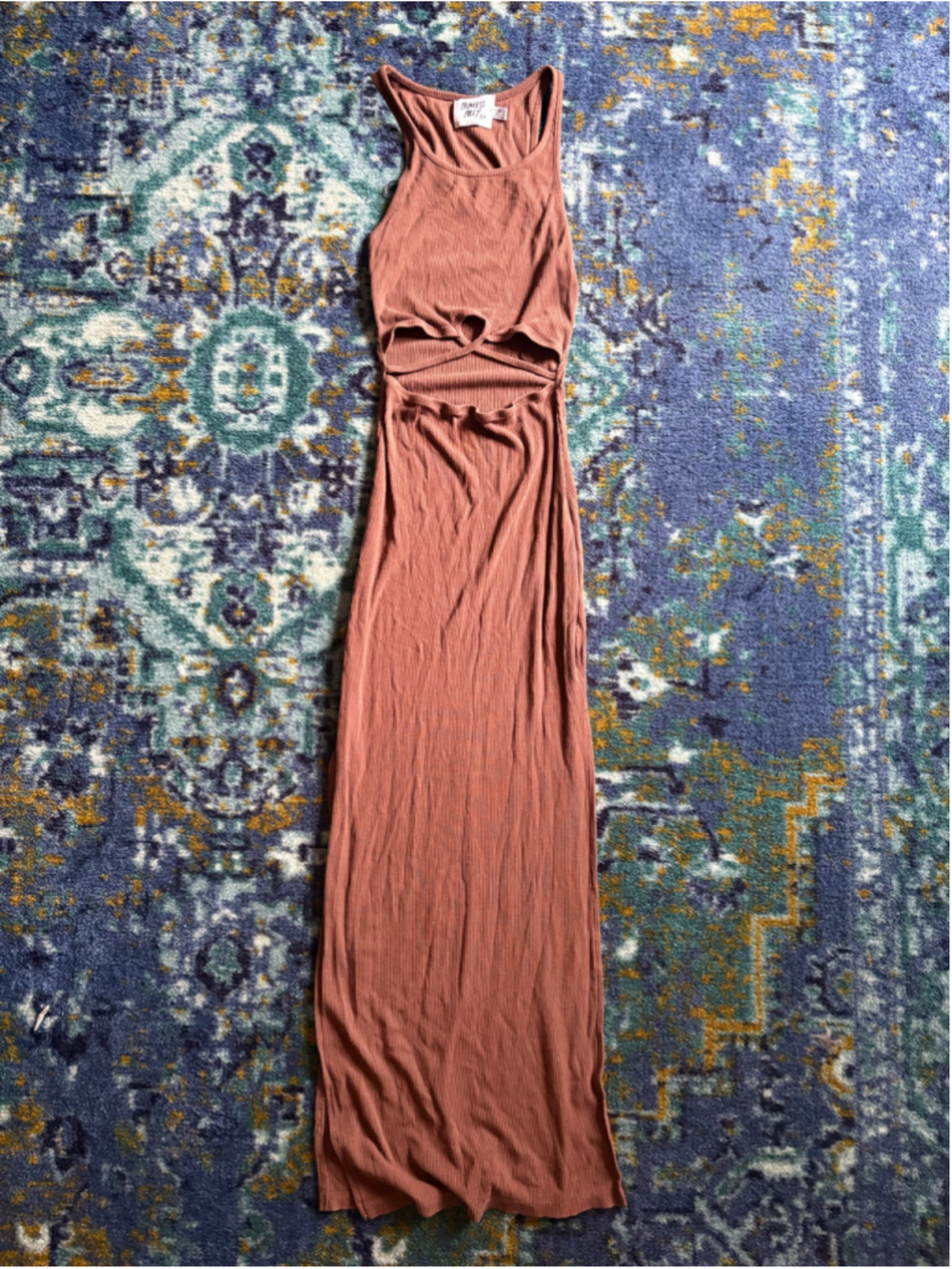 Princess Polly Brown Ribbed Cutout Maxi Dress Size US 2/4